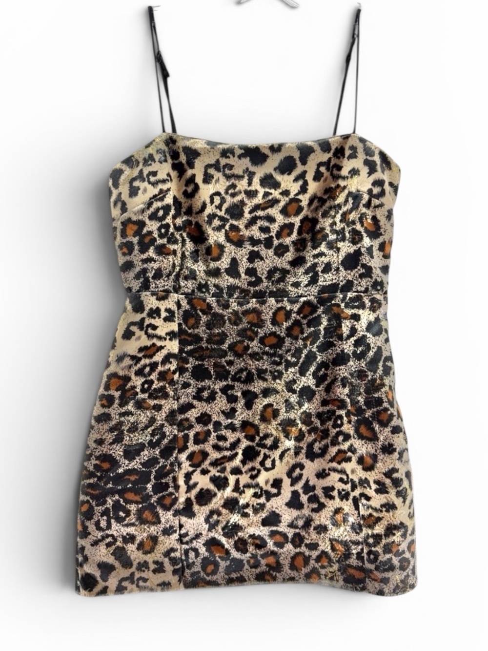 Urban Outfitters Shiny Leopard Print Mini Dress Size Small Petite